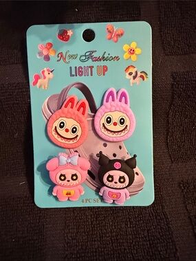 Light Up Kids Shoe Charms - Pink & Purple Cute Characters (4-Pack)